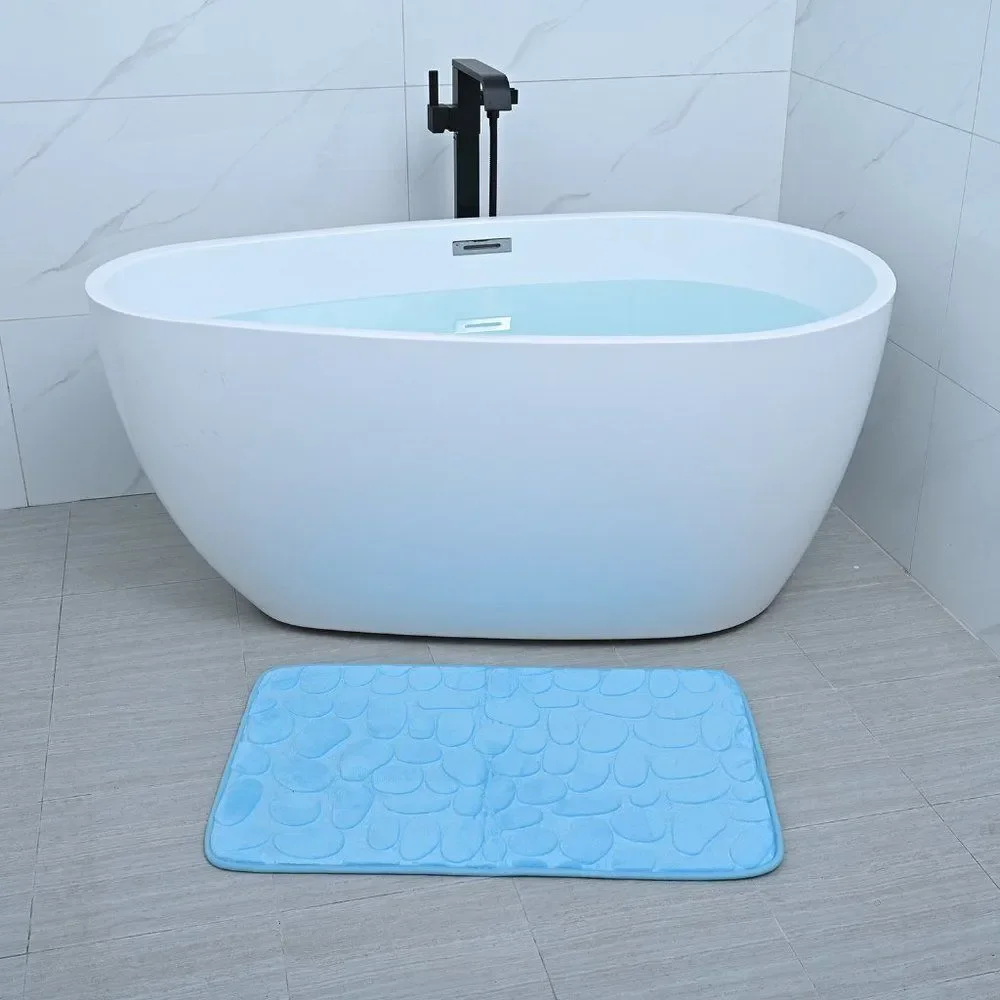 Bathroom Set of 3 Blue Polyester